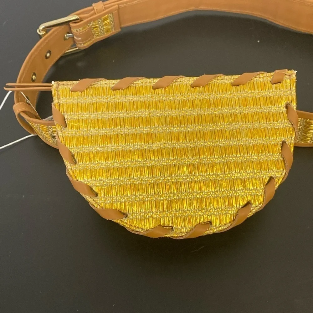 POOLSIDE Metallic Raffia Belt Bag brand new with tags